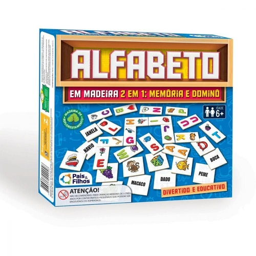 Jogo Educativo Alfabeto 2 Em 1 Memoria Domino Madeira 6 Anos