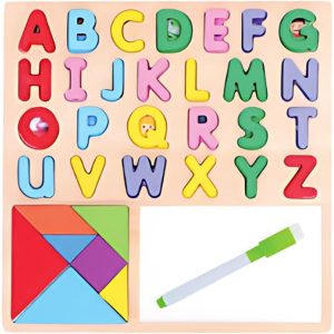 Brinquedo Pedagógico Madeira Encaixe e Quadro Branco